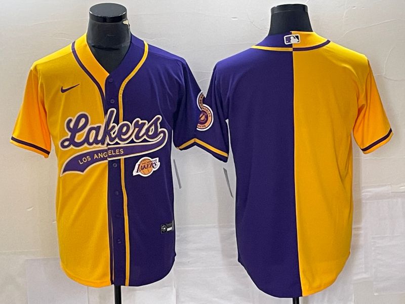 Men Los Angeles Lakers Blank yellow purple 2023 Nike Co Branding Game NBA Jersey style 5->cleveland browns->NFL Jersey
